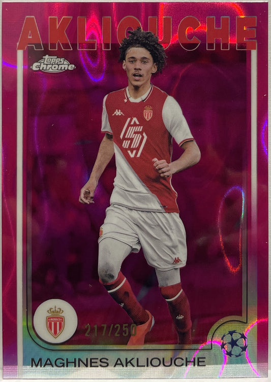 Maghnes Akliouche 217/250 Pink Lava Topps Chrome UCC 2024/25