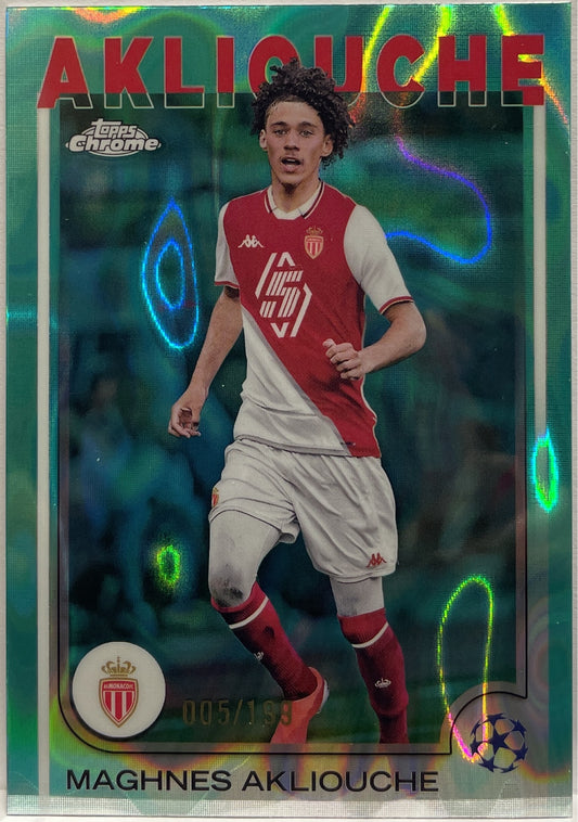 Maghnes Akliouche 5/199 Aqua Lava Topps Chrome UCC 2024/25