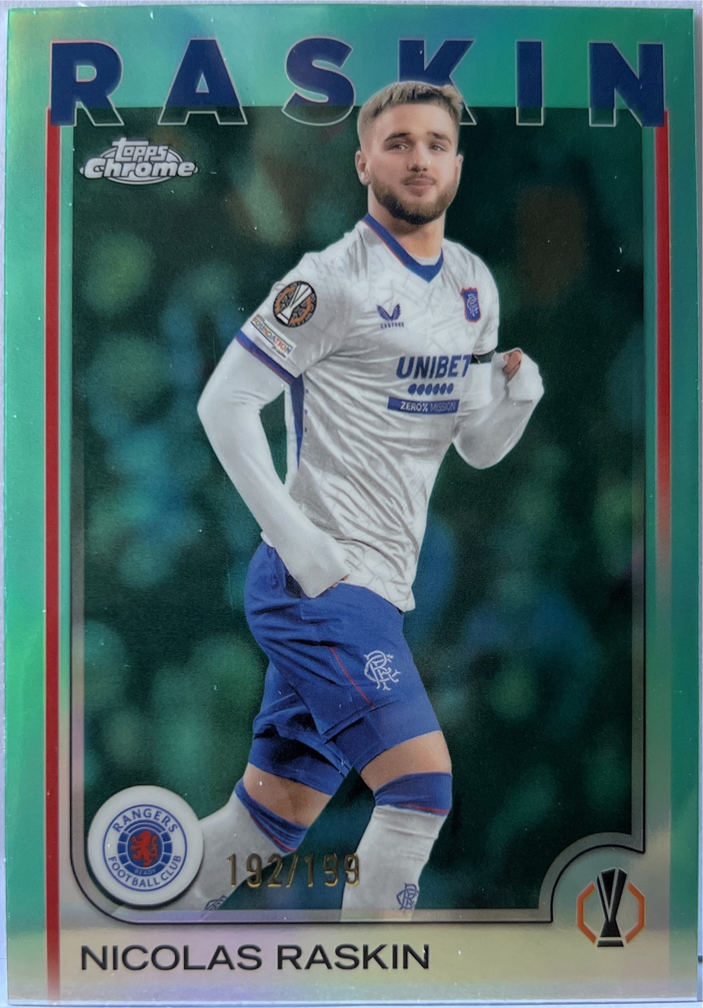 Nicolas Raskin 192/199 Aqua Topps Chrome UCC 2024/25