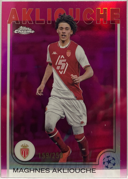 Maghnes Akliouche 159/250 Pink Topps Chrome UCC 2024/25