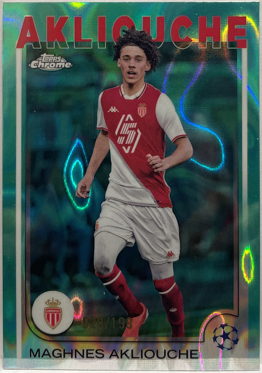 Maghnes Akliouche 28/199 Aqua Lava Topps Chrome UCC 2024/25