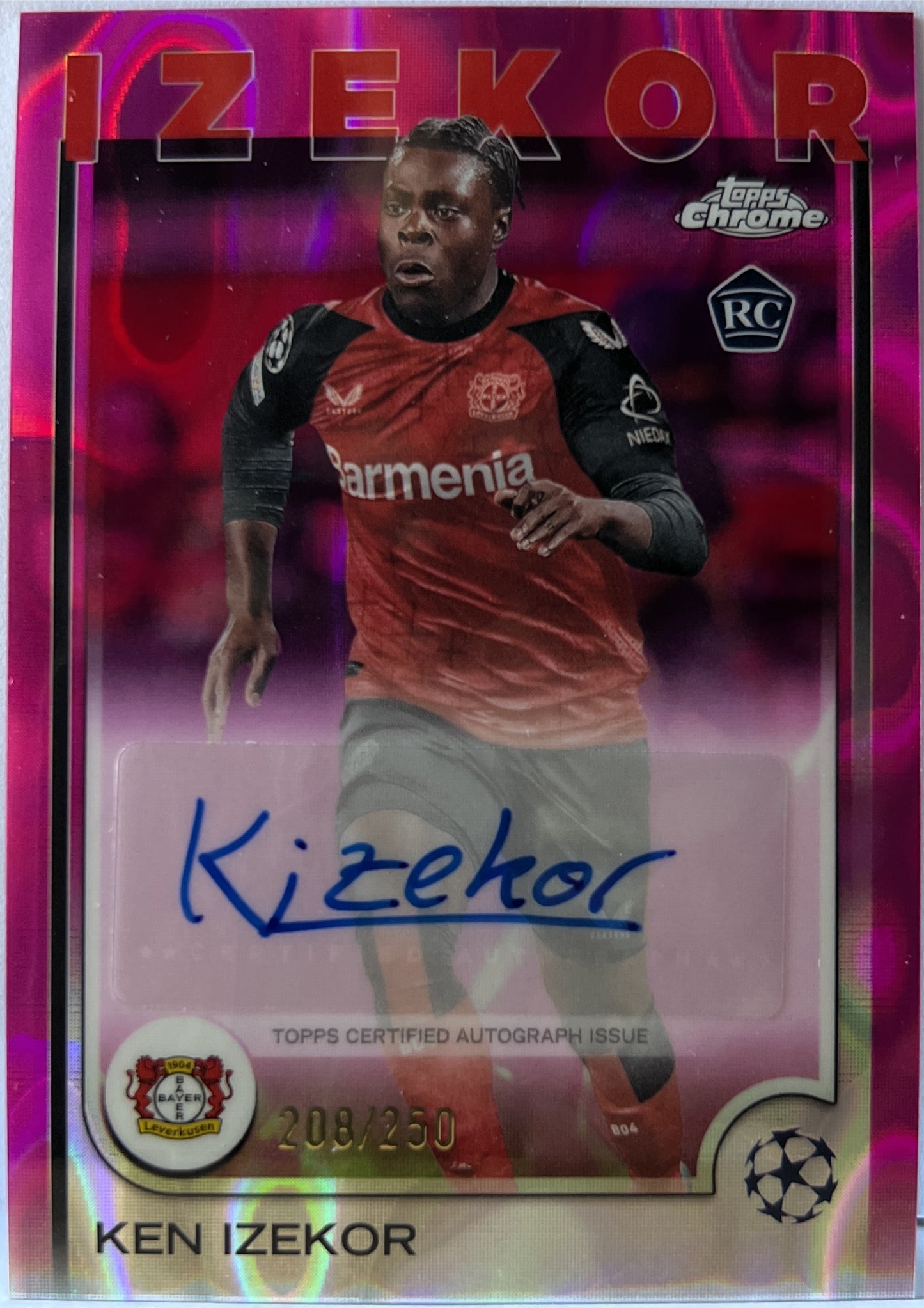 Ken Izekor 208/250 Rookie Autograph Pink Lava Topps Chrome UCC 2024/25