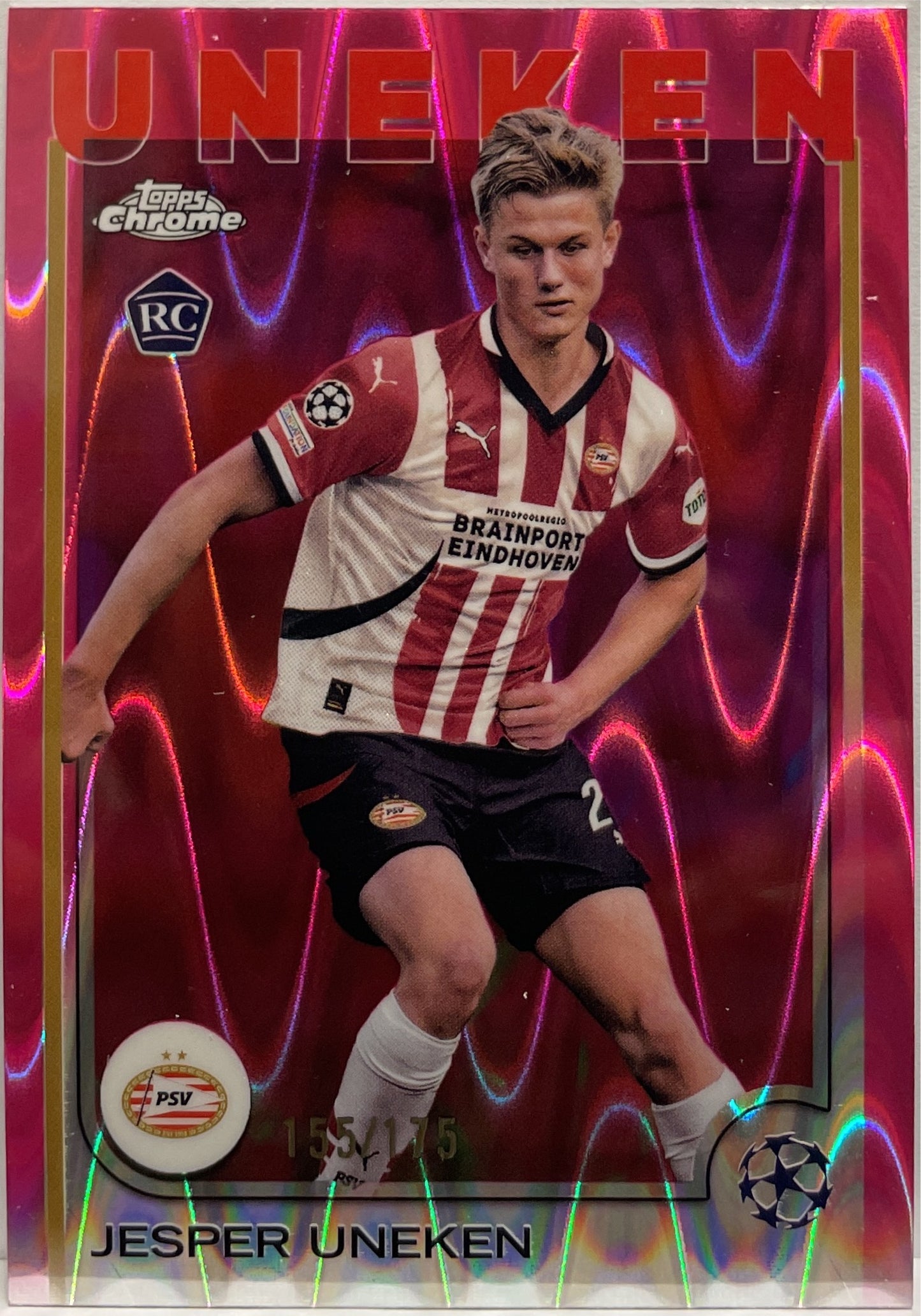 Jesper Uneken 155/175 Rookie Pink RayWave Topps Chrome UCC 2024/25