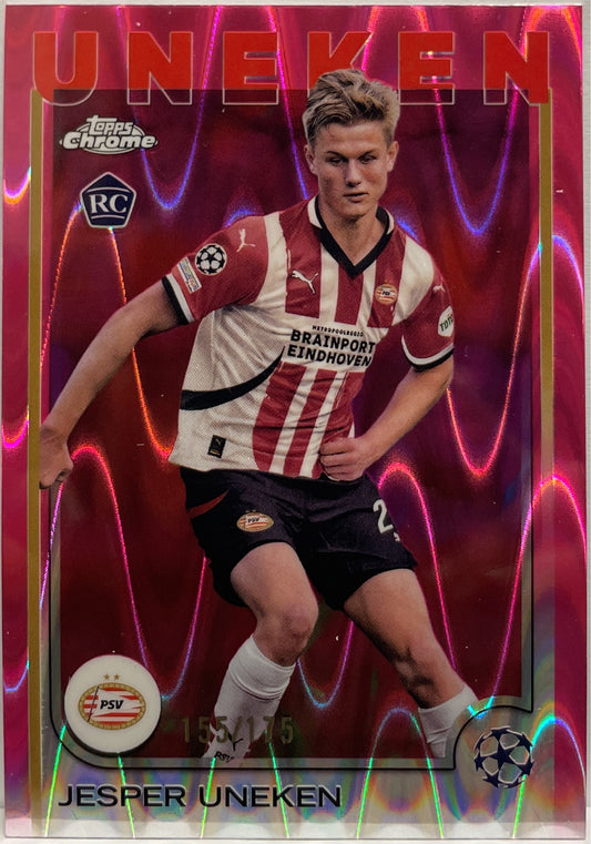 Jesper Uneken 155/175 Rookie Pink RayWave Topps Chrome UCC 2024/25