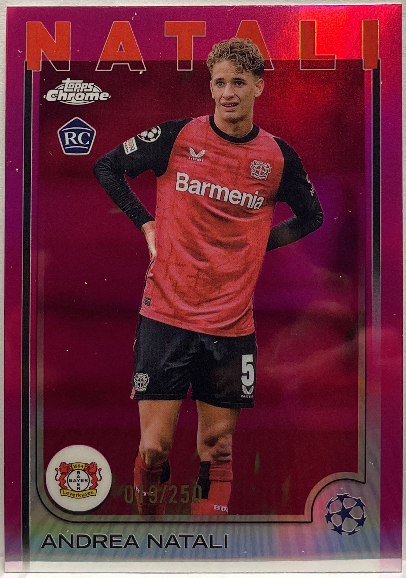 Andrea Natali 19/250 Rookie Pink Topps Chrome UCC 2024/25