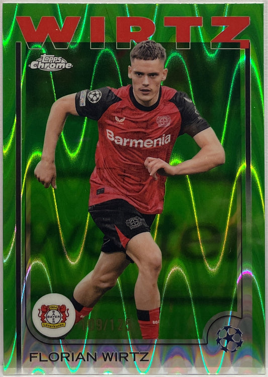 Florian Wirtz 109/125 Rookie Neon Green RayWave Topps Chrome UCC 2024/25