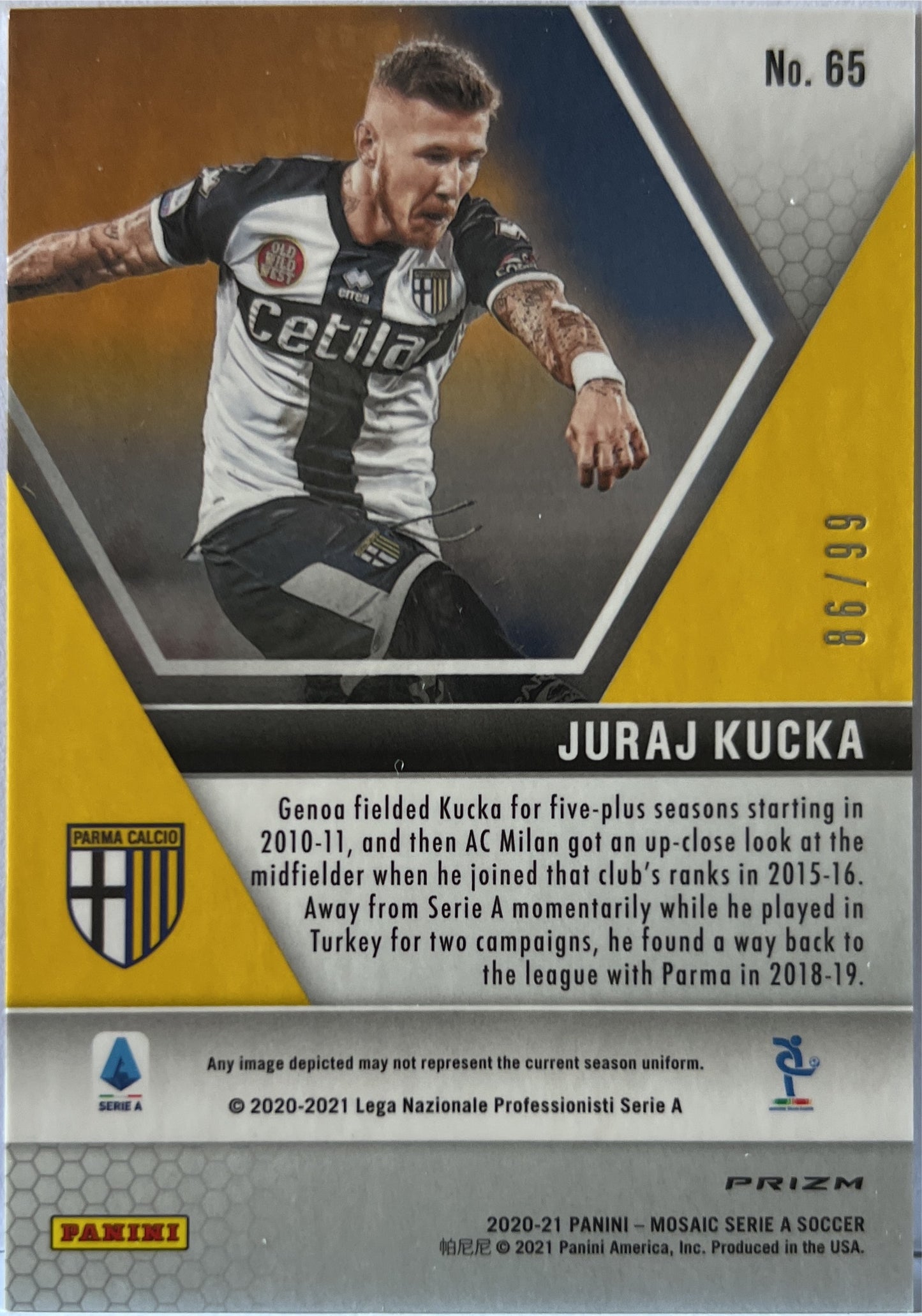 Juraj Kucka 86/99 Blue Mosaic Serie A 2020/21