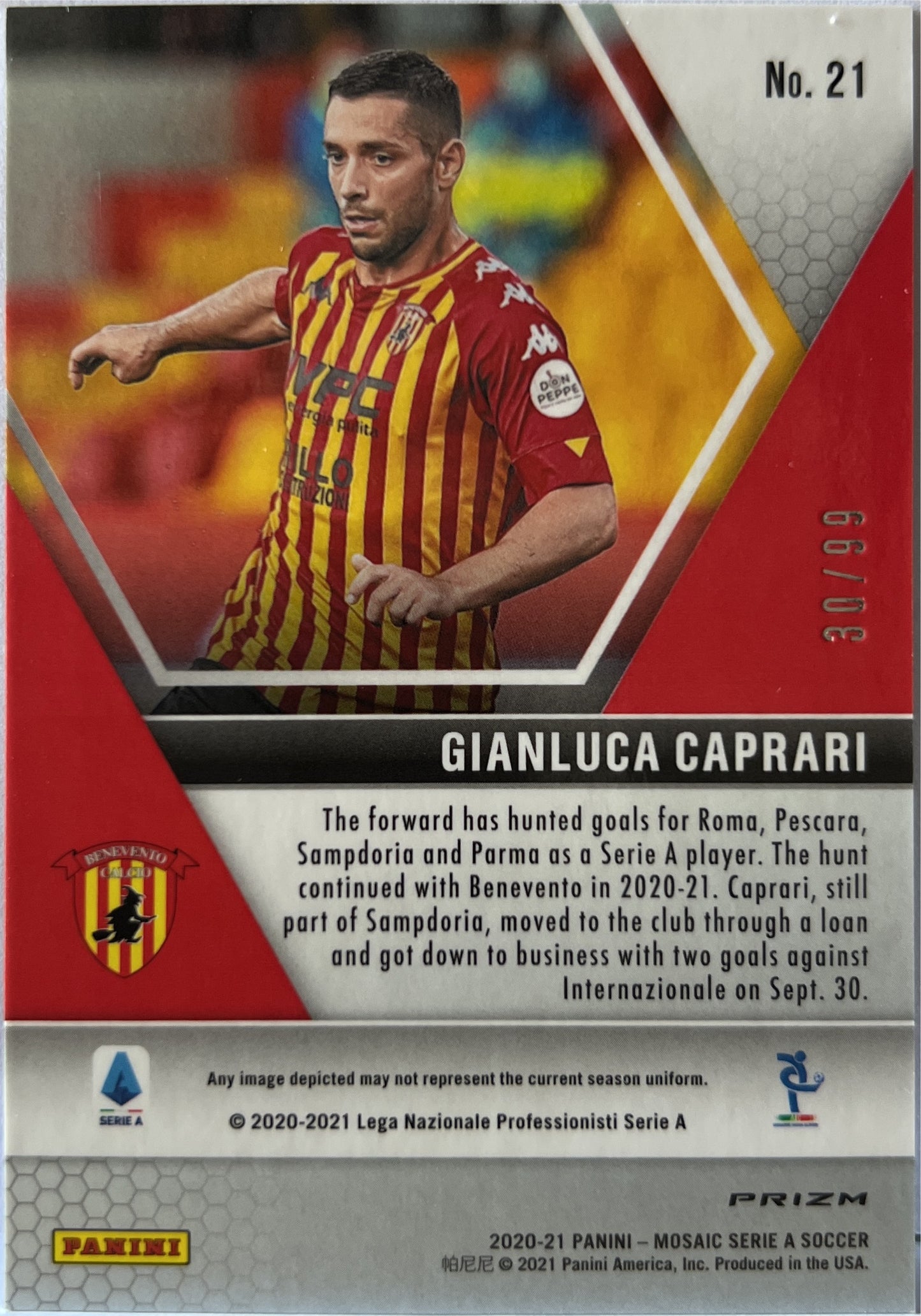 Gianluca Caprari 30/99 Rookie Blue Mosaic Serie A 2020/21