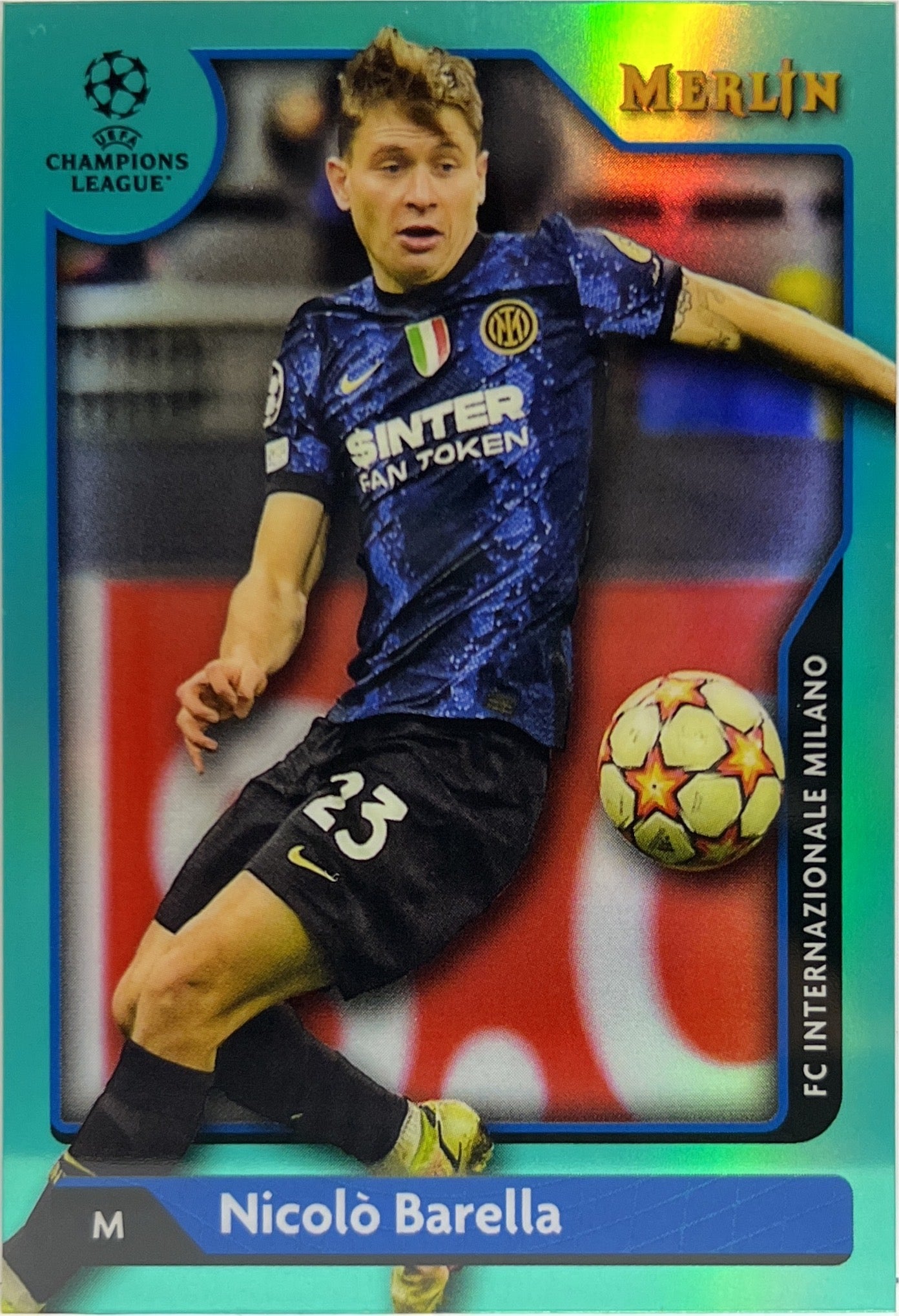 Nicolo Barella 60/199 Aqua Topps Chrome Merlin 2021/22