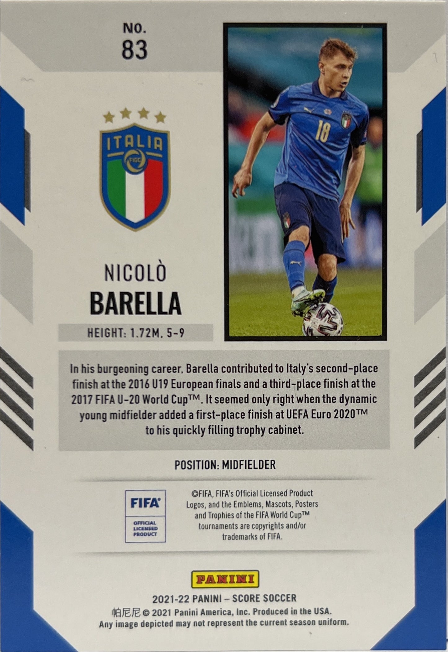 Nicolo Barella 27/49 Blue Score Fifa 2021/22
