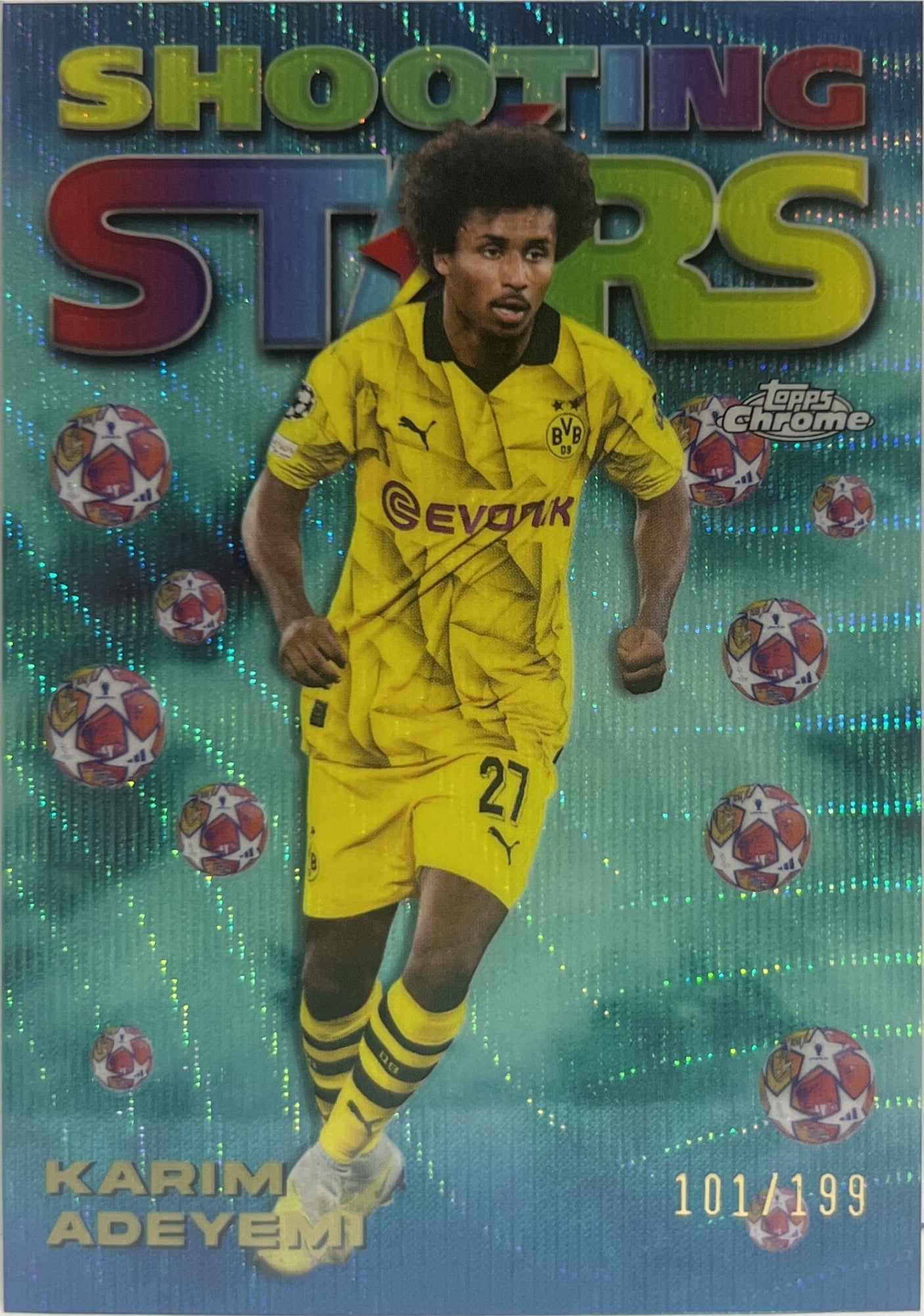 Karim Adeyemi 101/199 Shooting Stars Aqua Topps Chrome UCC 2023/24