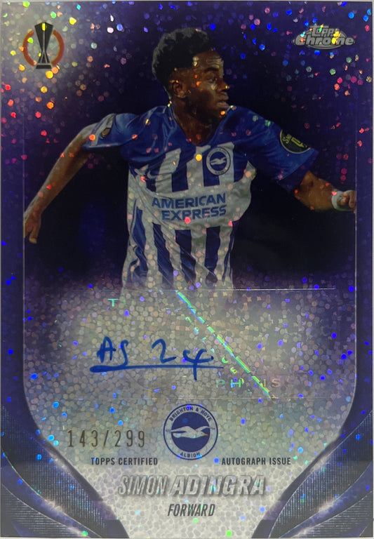 Simon Adingra 143/299 Autograph Violet Speckle Topps Chrome UCC 2023/24