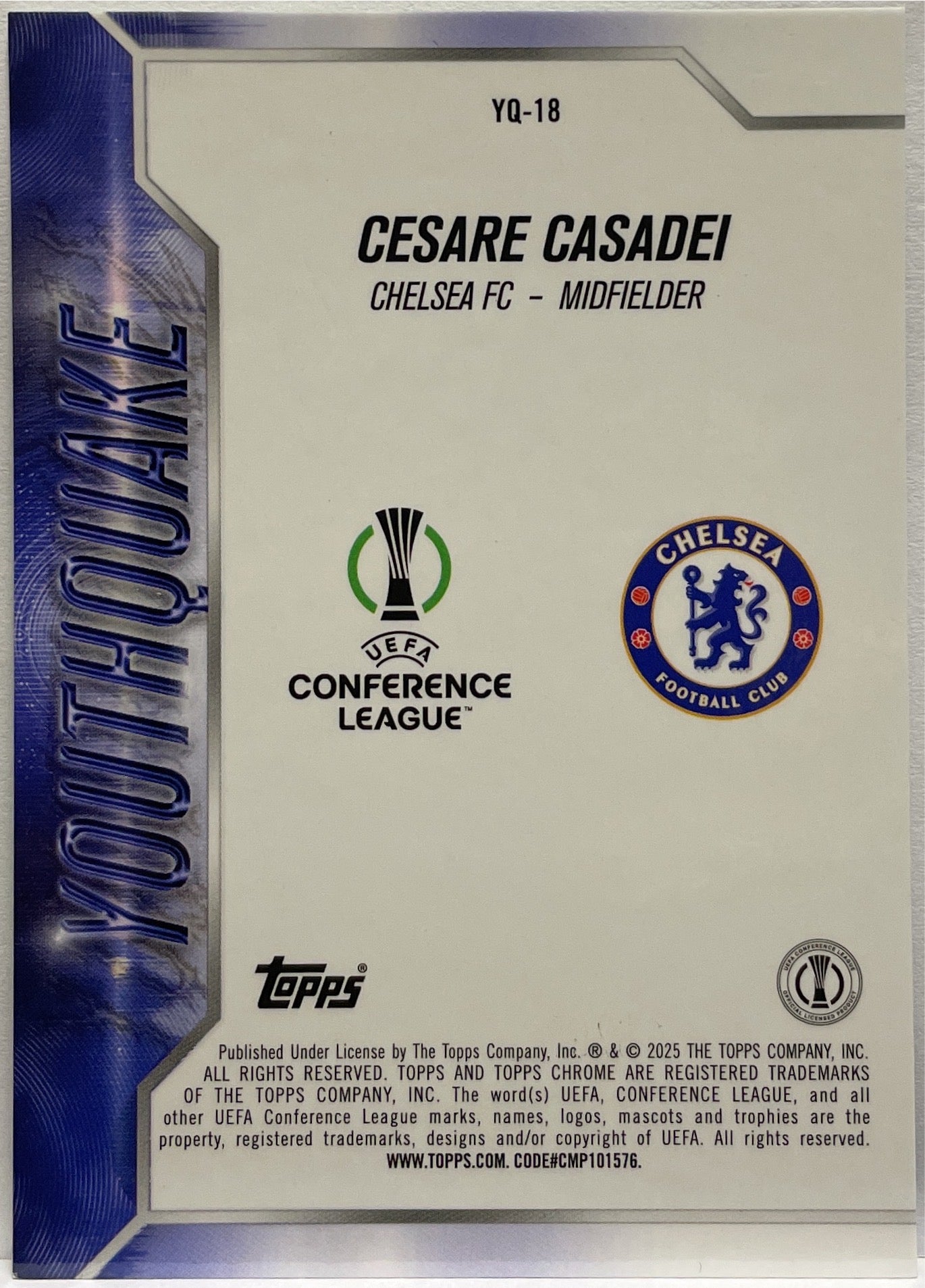Cesare Casadei 24/99 Rookie Youthquake Green Topps Chrome UCC 2024/25