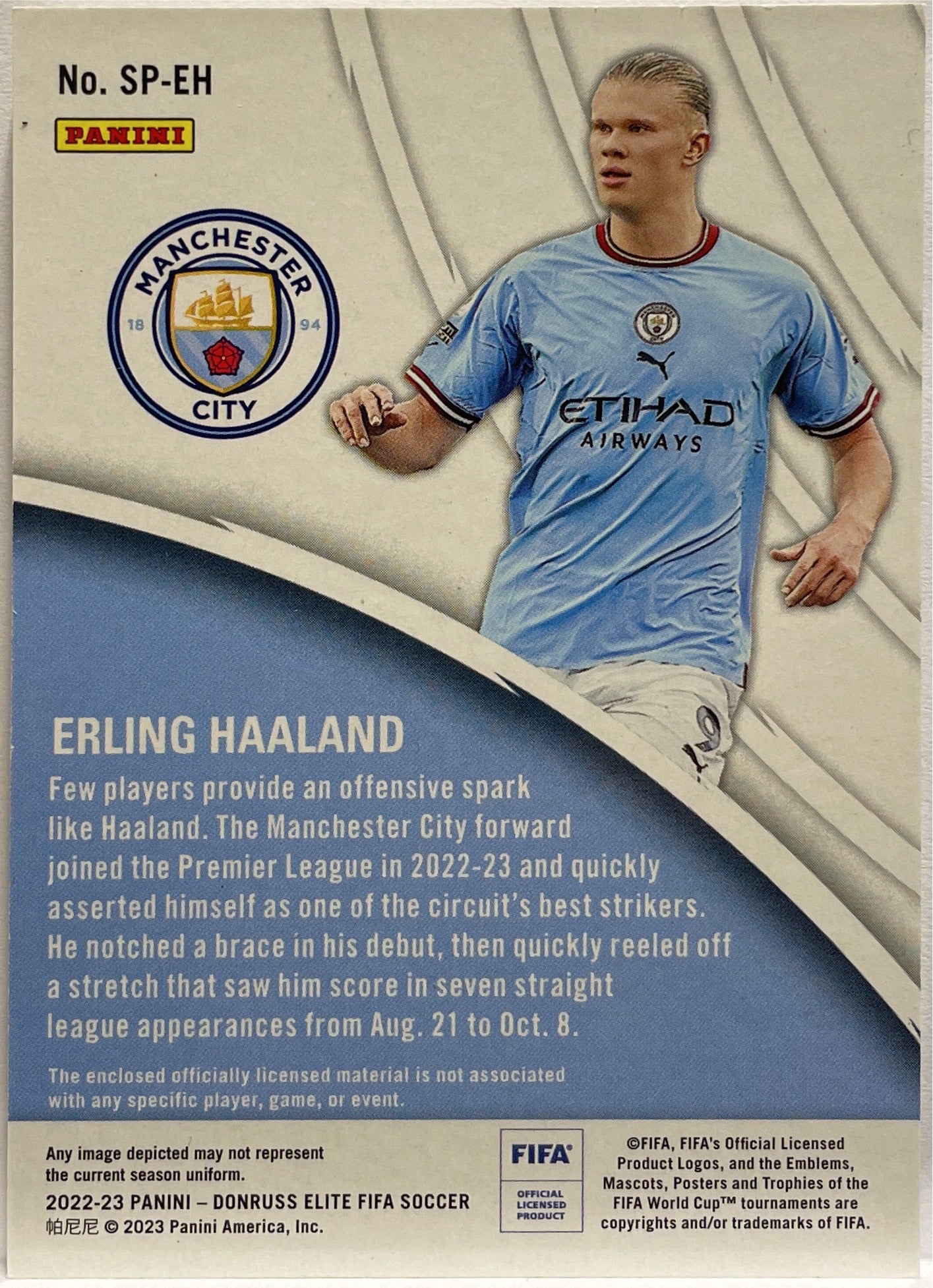 Erling Haaland 13/49 Patch Spark Plugs Donruss Elite Fifa 2022/23