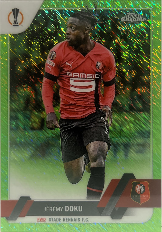 Jeremy Doku 366/399 Green Shimmer  Topps Chrome UCC 2022/23