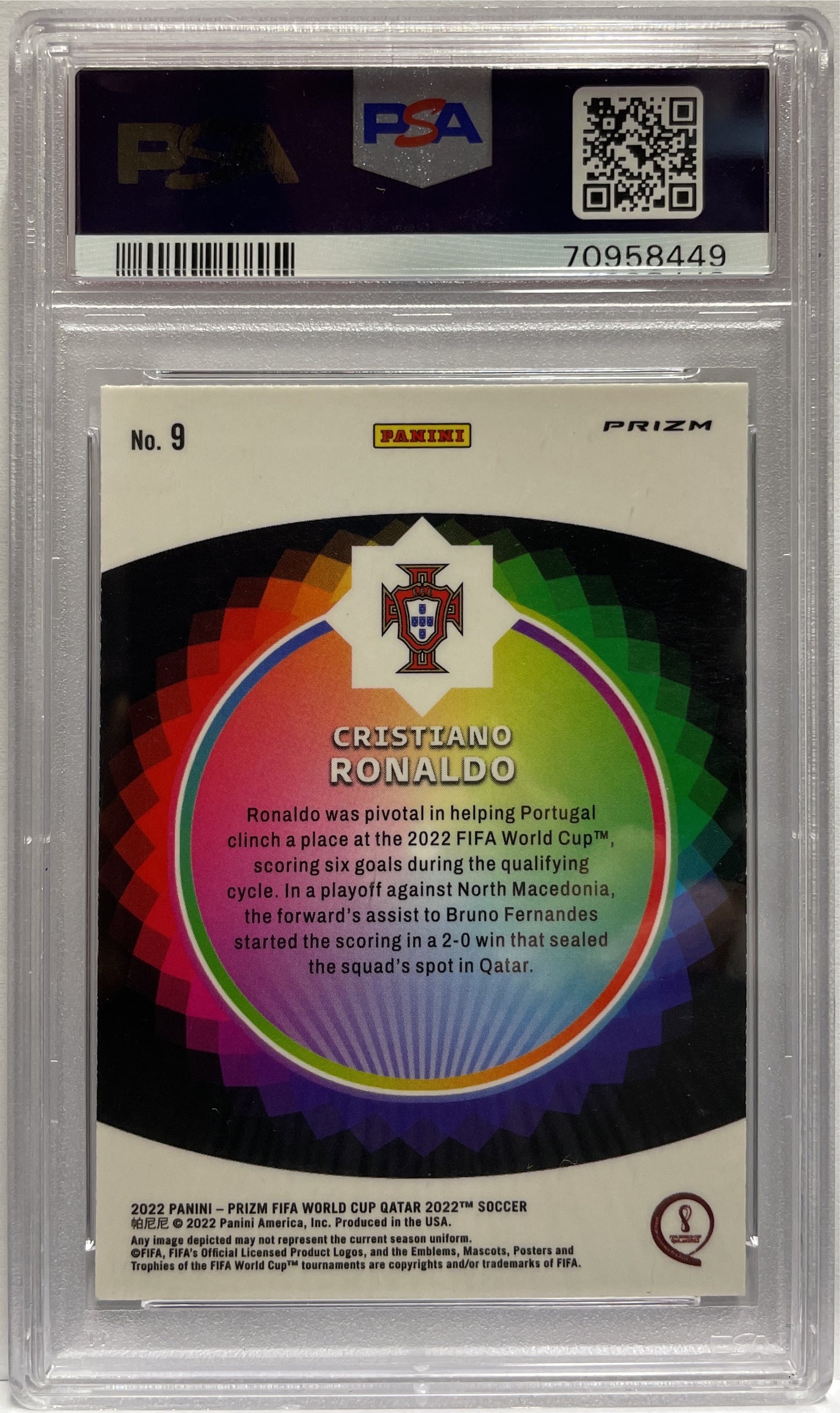Cristiano Ronaldo Color Wheel Prizm Fifa World Cup 2022 PSA 10