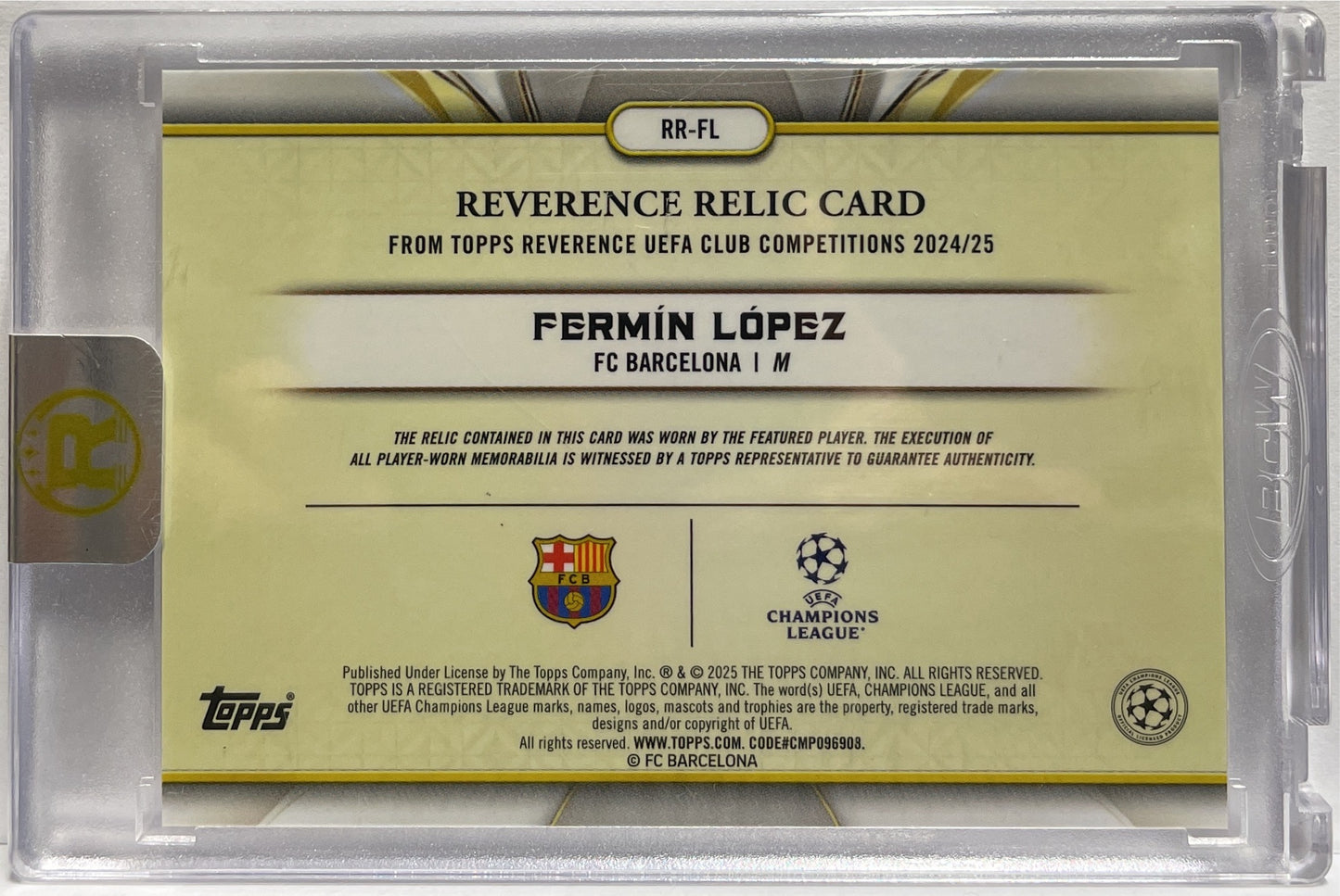Fermin Lopez 71/99 Patch Relic Topps Reverence 2024/25