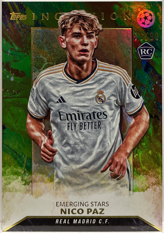 Nico Paz 76/99 Rookie Emerging Stars Green Topps Inception 2023/24