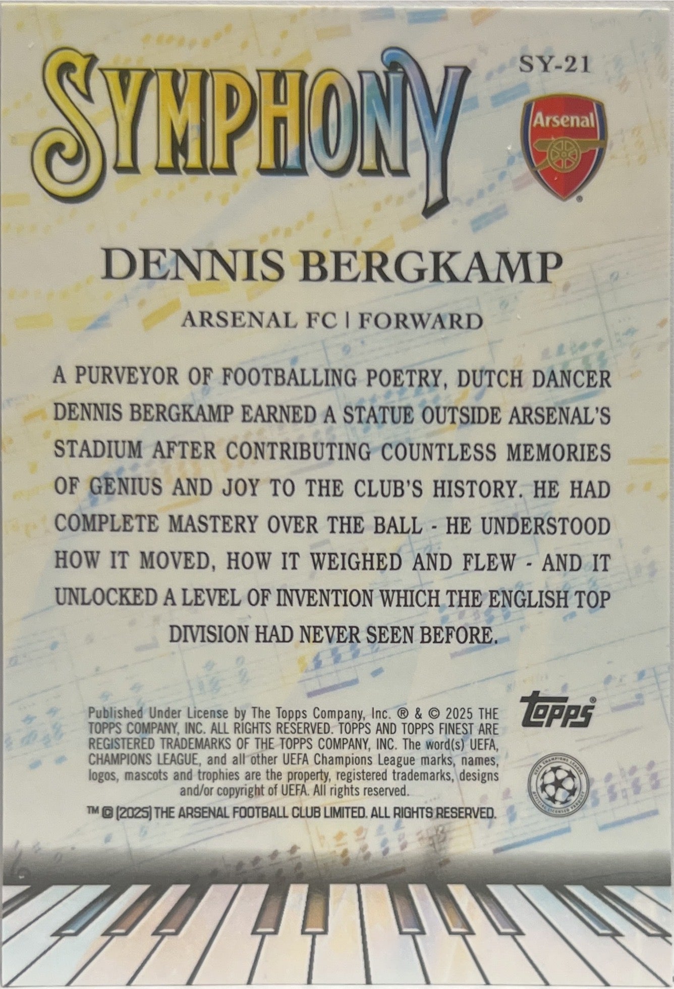 Dennis Bergkamp 174/299 Symphony Purple Topps Finest UCC 2024/25