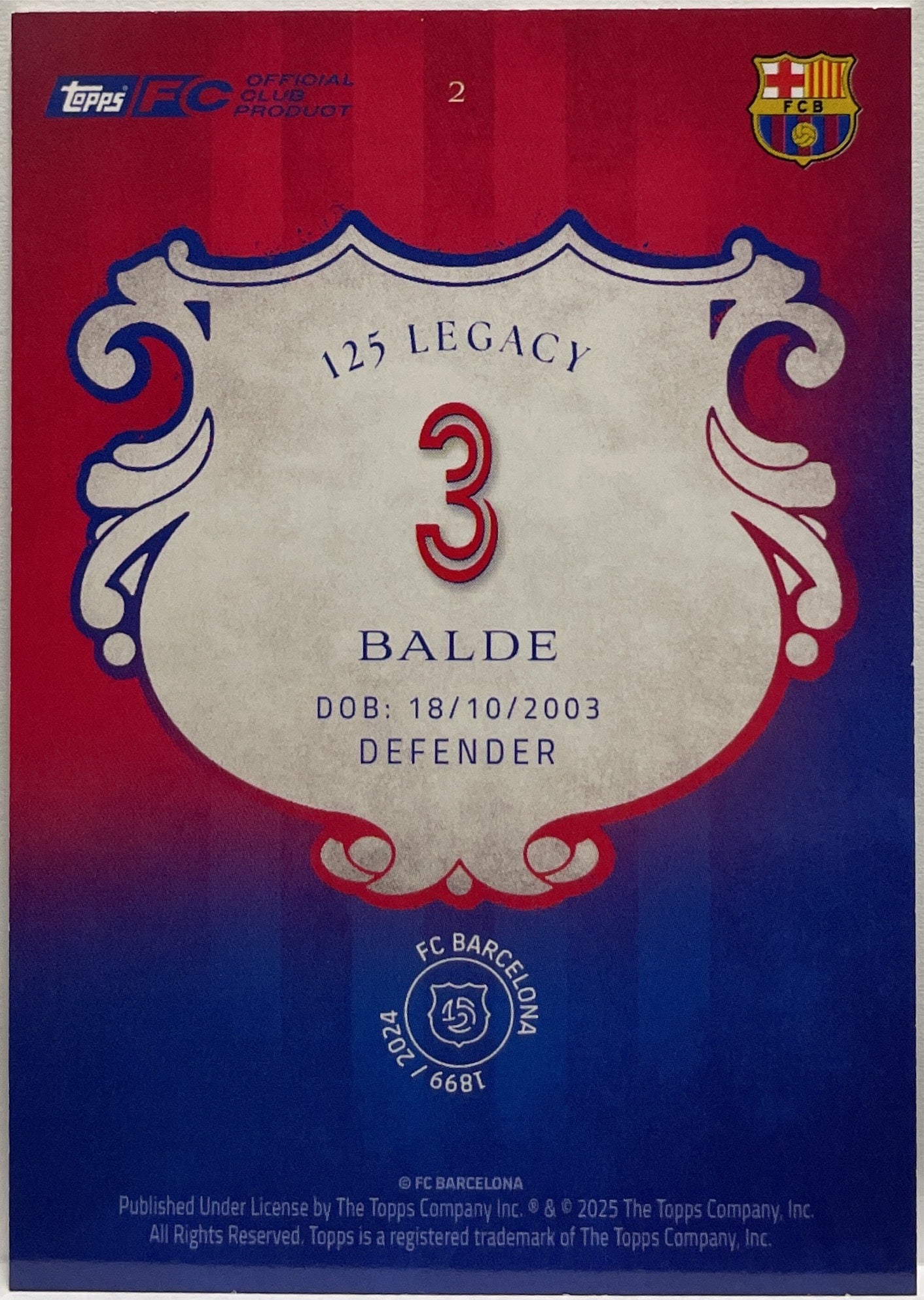 Balde 80/125 Topps Barcelona 125 2024/25