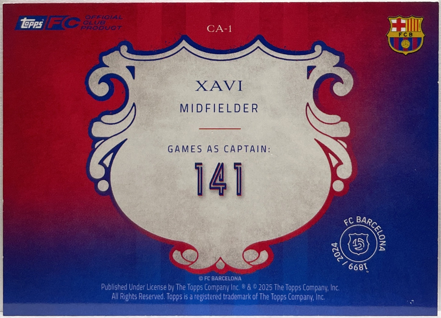 Xavi 6/99 Captain Pink Topps Barcelona 125 2024/25