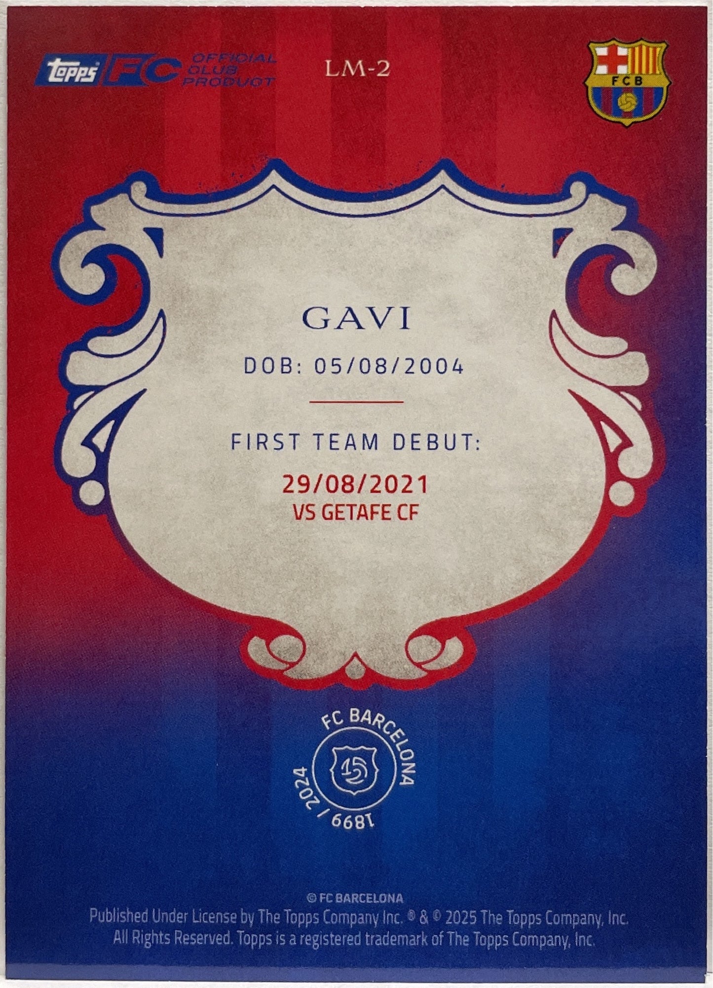 Gavi 49/50 La Masia Aqua Topps Barcelona 125 2024/25