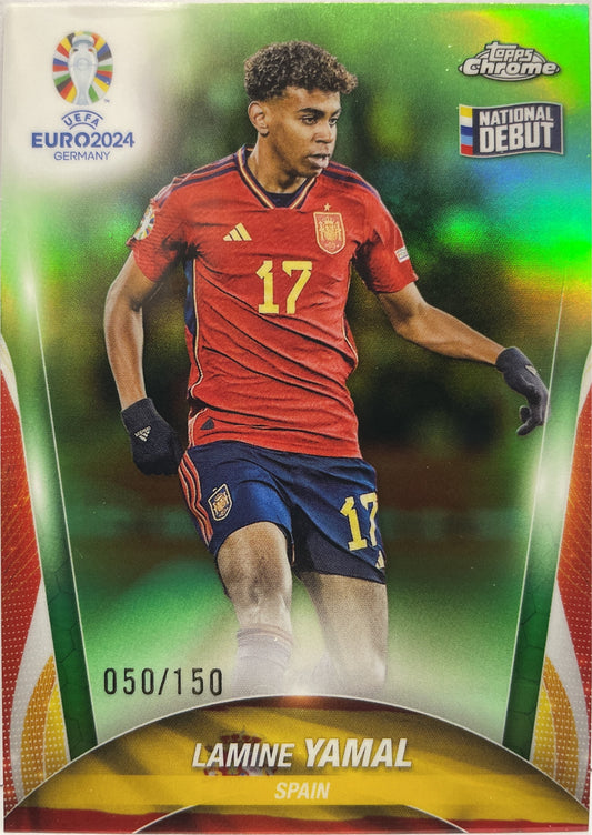 Lamine Yamal 50/150 National Debut Neon Green Topps Chrome Euro 2024