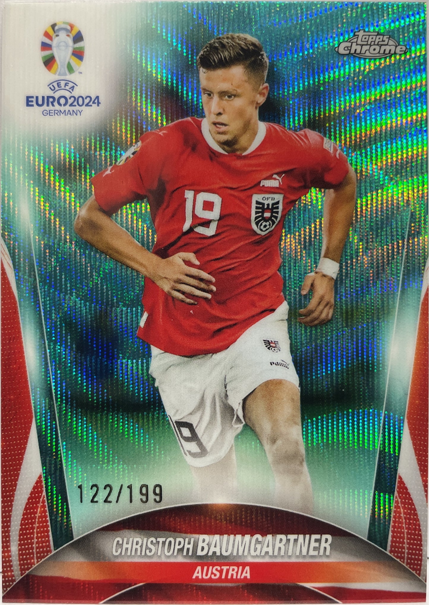 Christoph Baumgartner 122/199 Aqua Wave Topps Chrome Euro 2024