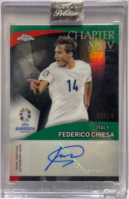 Federico Chiesa 7/10 Autograph Chapter XXIV Green Topps Chrome Euro 2024