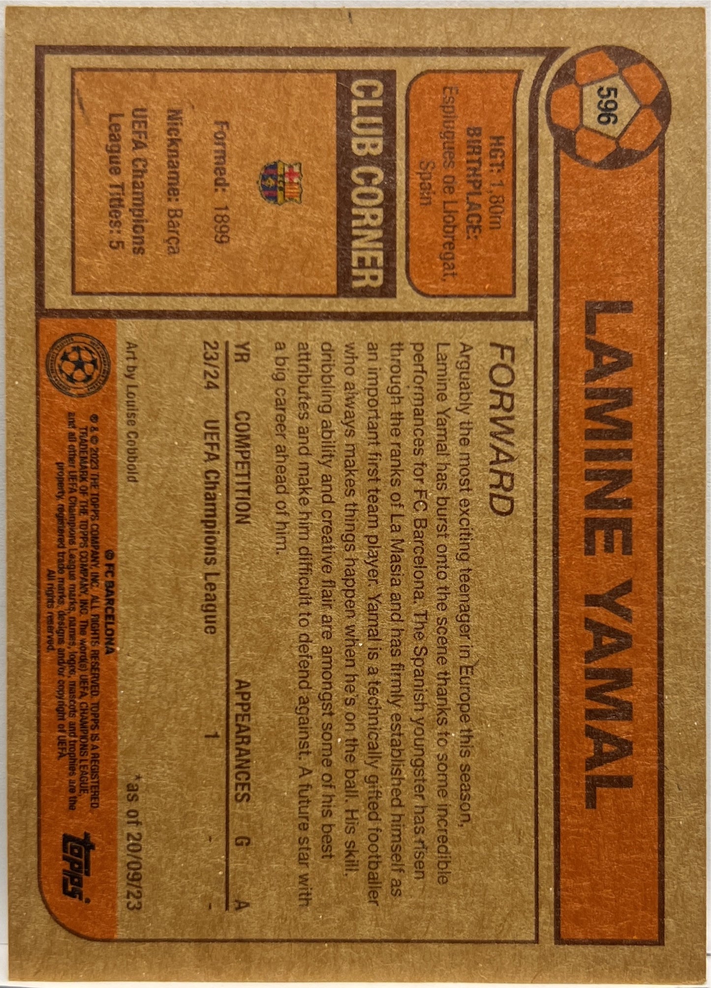 Lamine Yamal Rookie #596 Topps Living UCC 2023