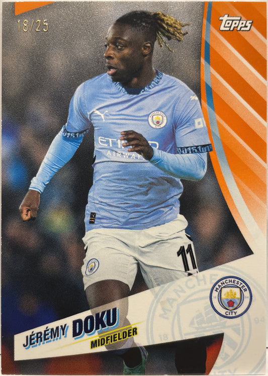 Jeremy Doku 18/25 Orange Topps Blue Moon Manchester City 2024/25