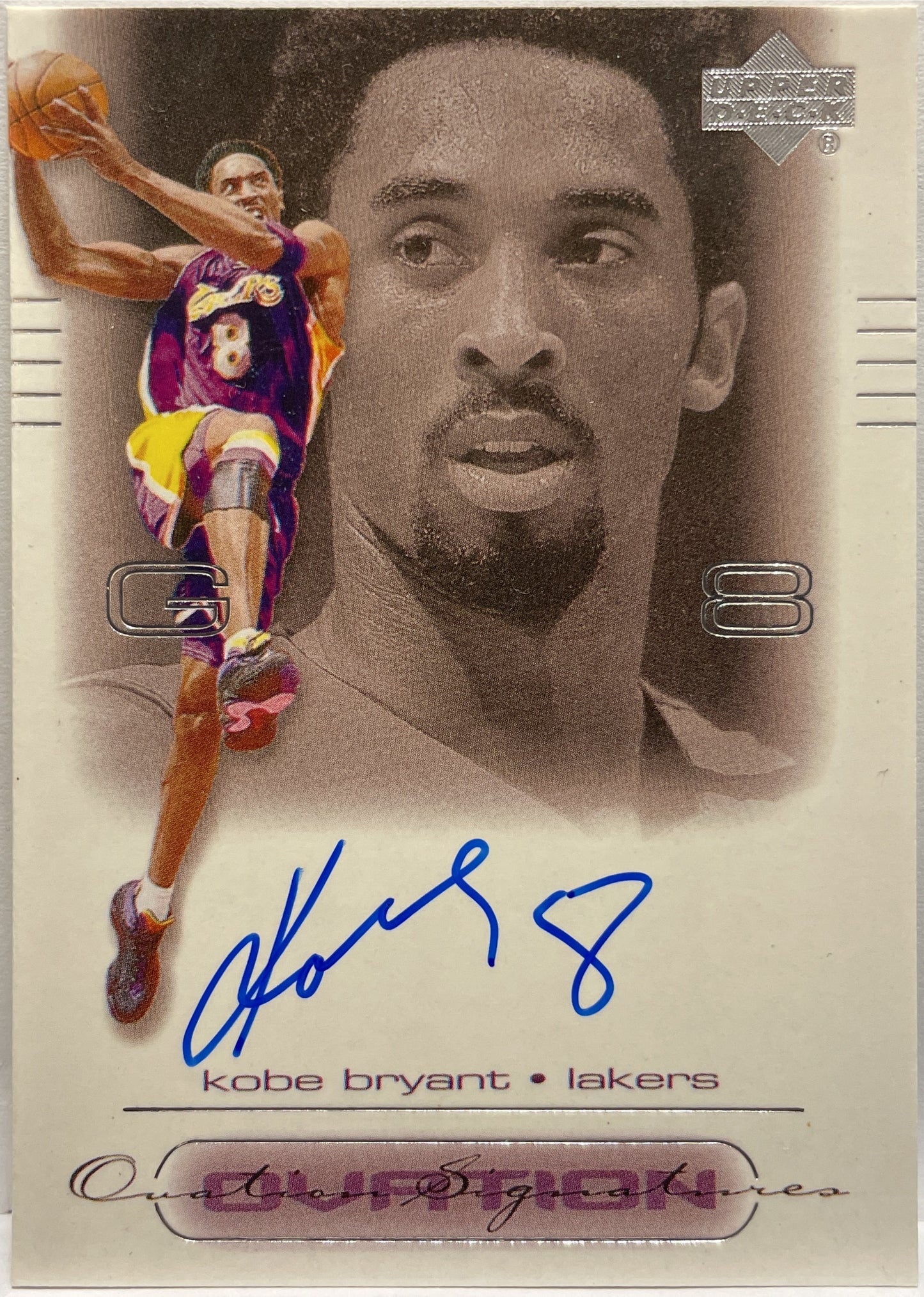 Kobe Bryant Autograph on Card Ovation Upper Deck Basketball NBA 2000