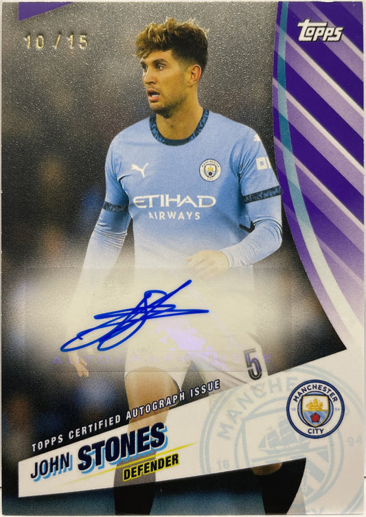 John Stones 10/15 Autograph Purple Topps Blue Moon Manchester City 2024/25