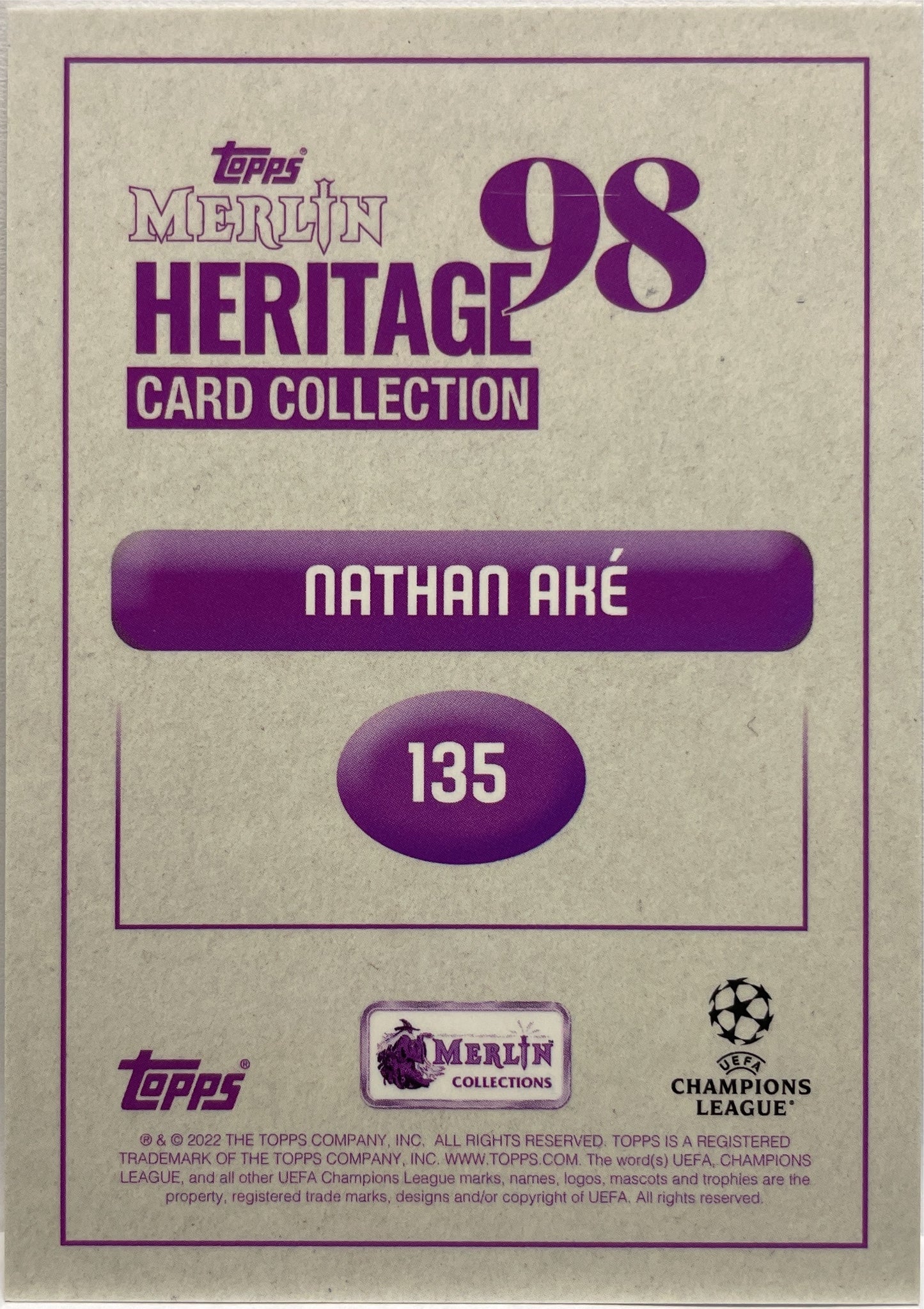 Nathan Ake 1/1 Autograph One Of One Topps Merlin Heritage 98 2021/22