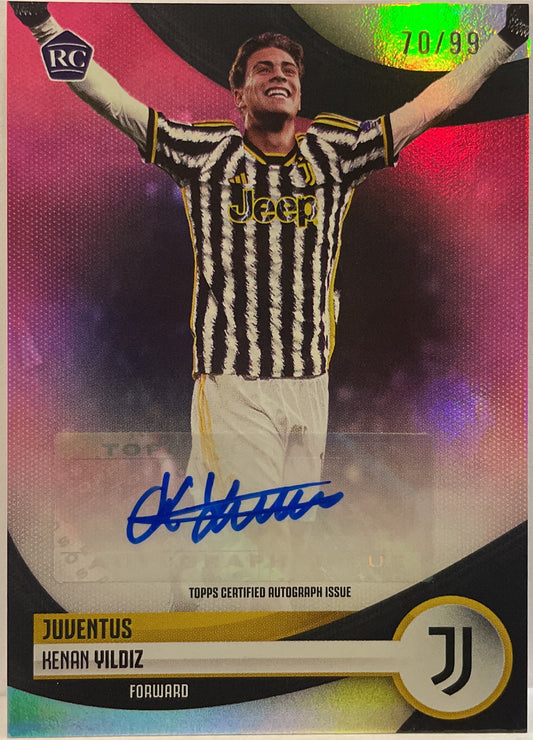 Kenan Yildiz 70/99 Rookie Autograph Pink Topps Team Set Juventus 2023/24