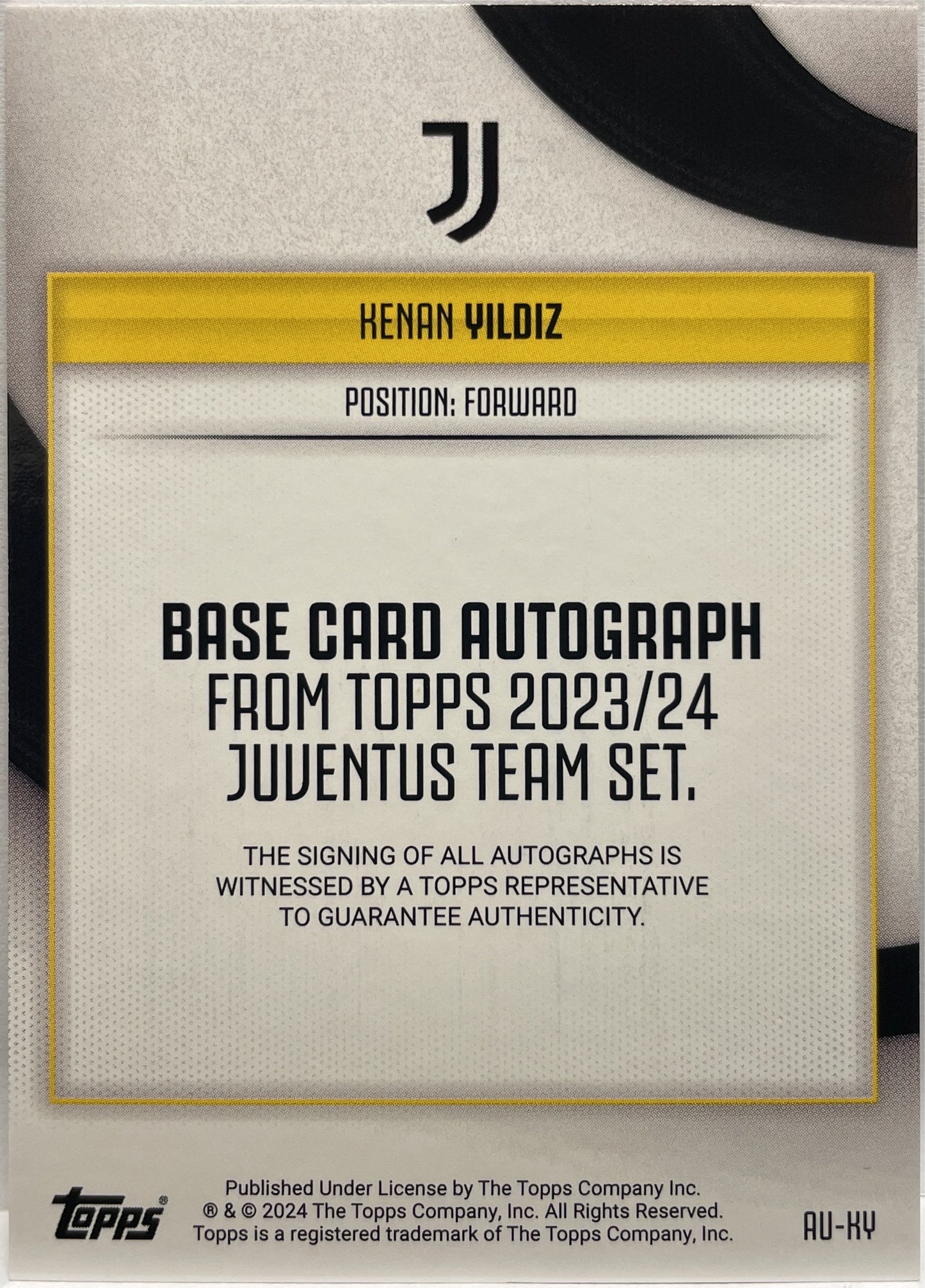 Kenan Yildiz 70/99 Rookie Autograph Pink Topps Team Set Juventus 2023/24