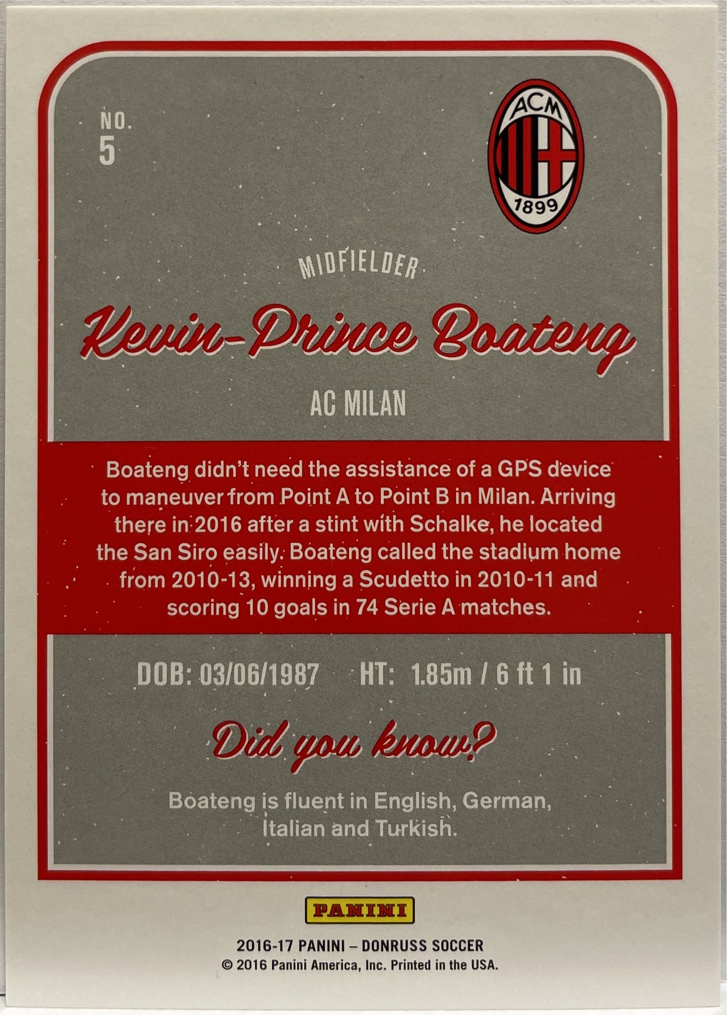 Kevin Prince Boateng 15/15 Mojo Donruss Fifa 2016/17