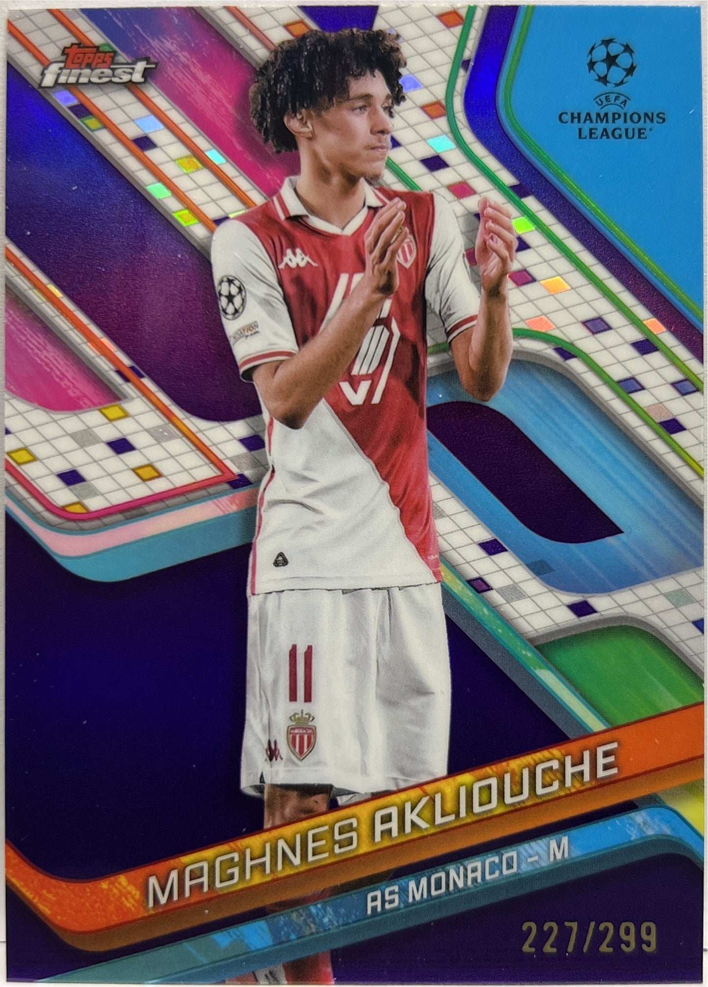 Maghnes Akliouche 227/299 Purple Topps Finest UCC 2024/25