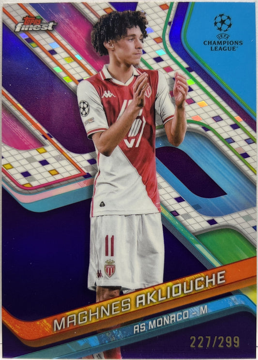 Maghnes Akliouche 227/299 Purple Topps Finest UCC 2024/25