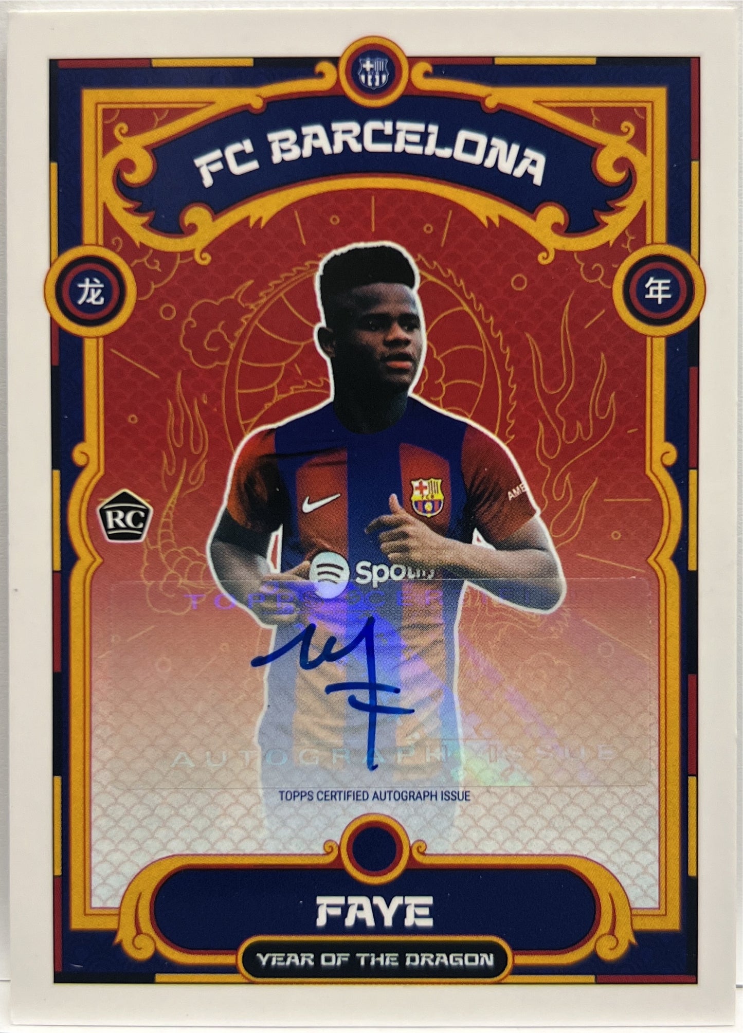 Mikayil Faye Rookie Autograph Topps Barcelona Year Of The Dragon 2023/24