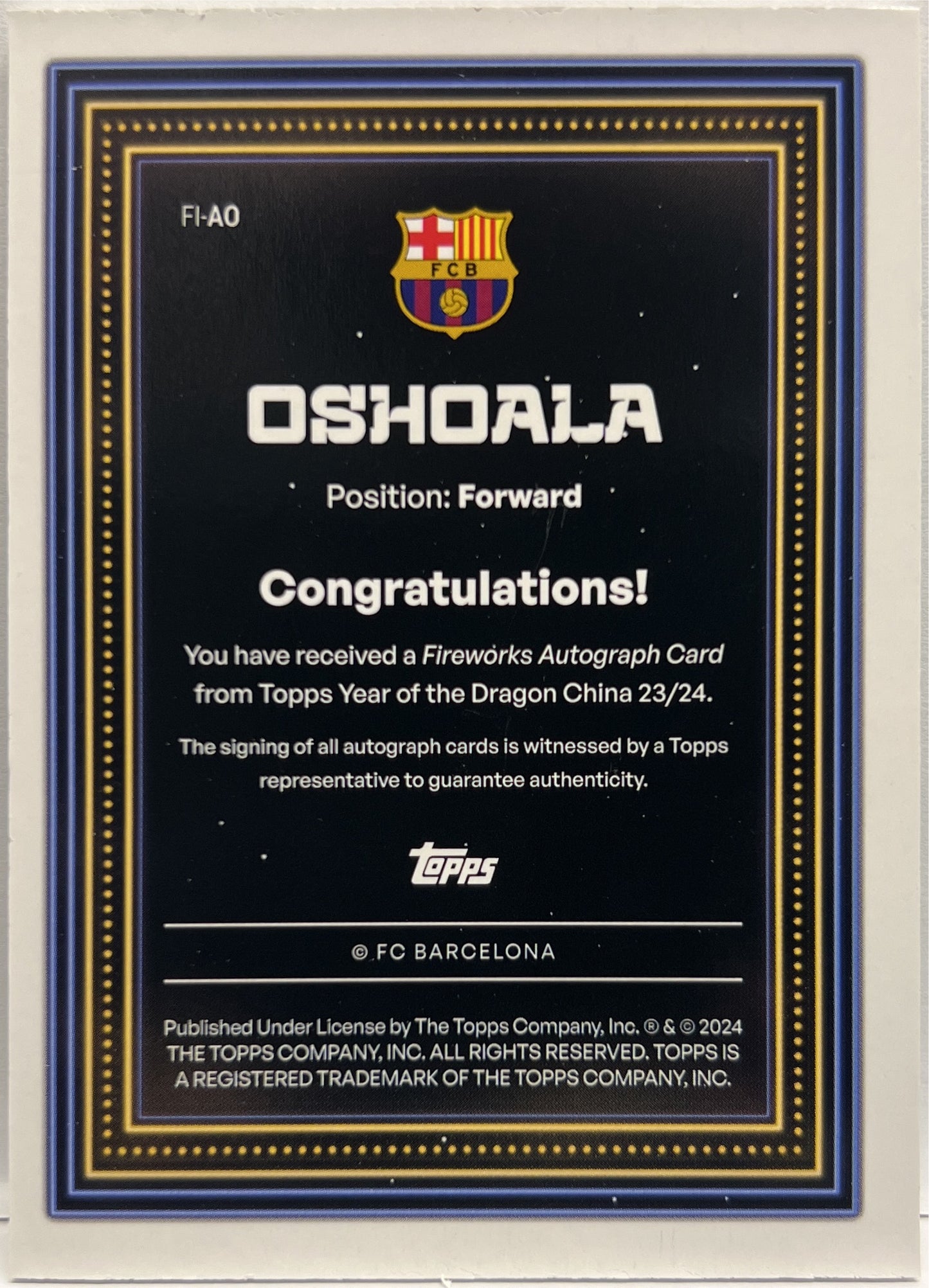 Asisat Oshoala Autograph Topps Barcelona Year Of The Dragon 2023/24