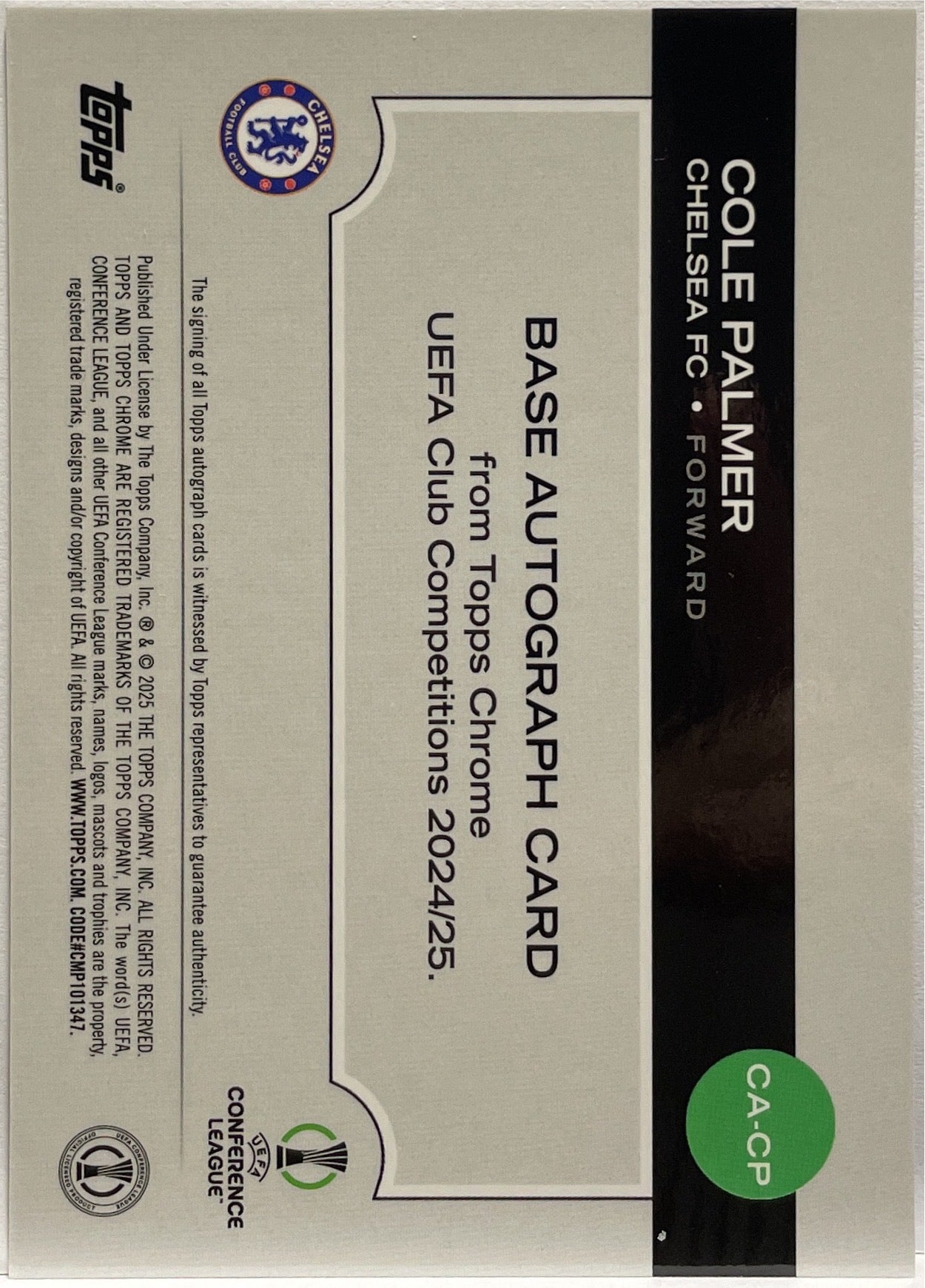 Cole Palmer 31/75 Autograph Magenta Topps Chrome UCC 2024/25