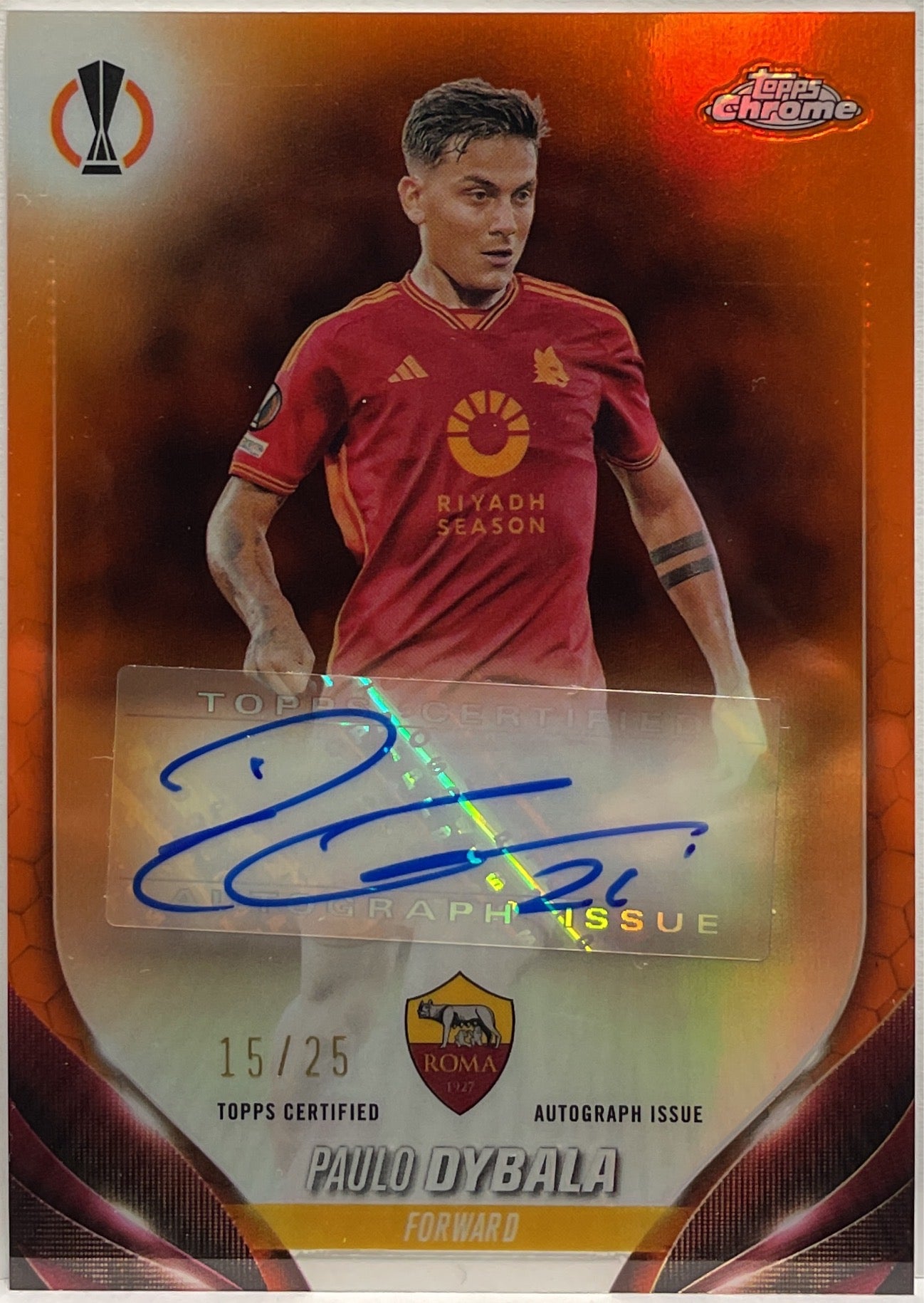 Paulo Dybala 15/25 Autograph Orange Topps Chrome UCC 2023/24