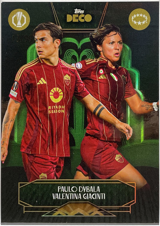 Paulo Dybala & Valentina Giacinti 13/99 One Club Green Topps Deco UCC 2024/25