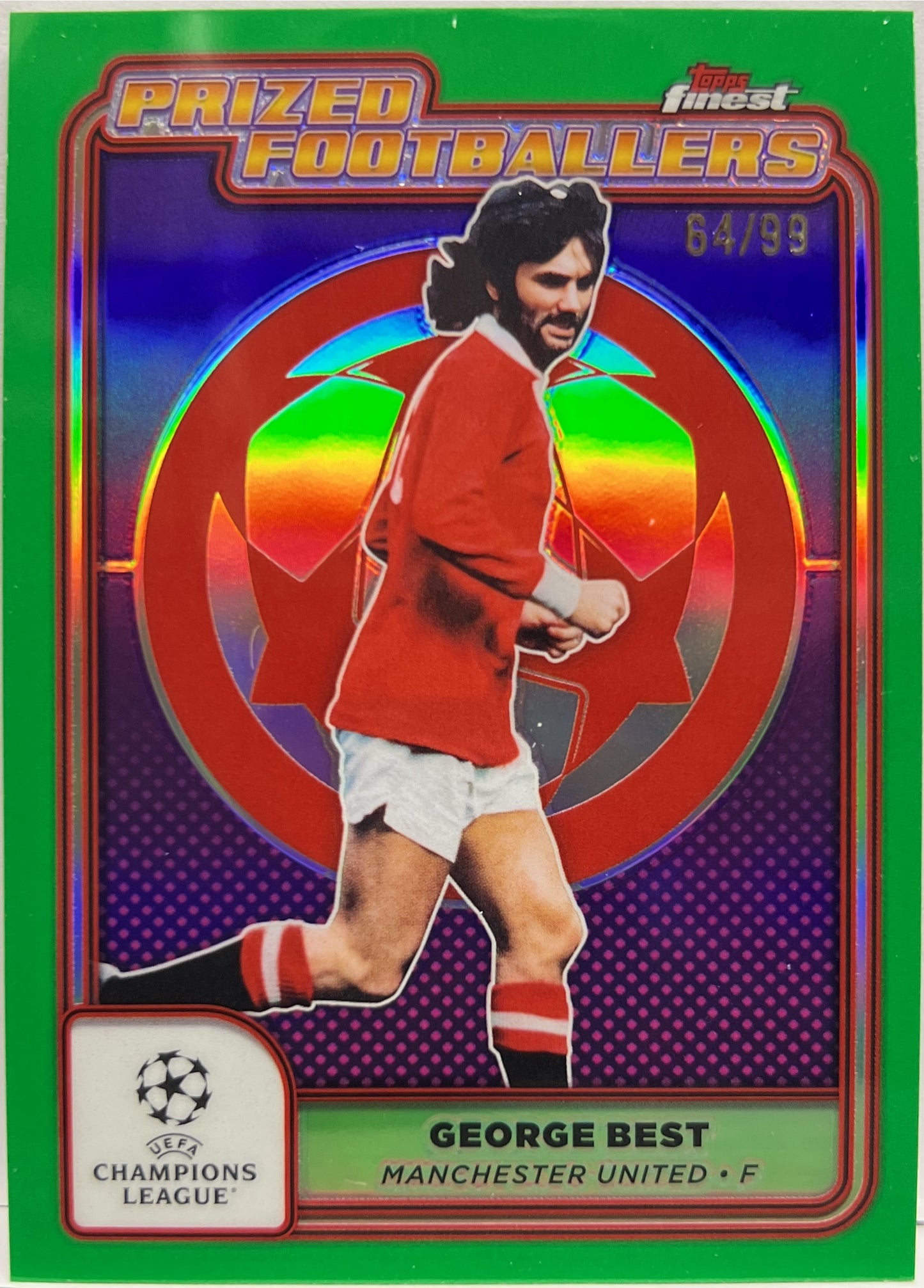 George Best 64/99 Prized Footballers Green Topps Finest UCC 2024/25