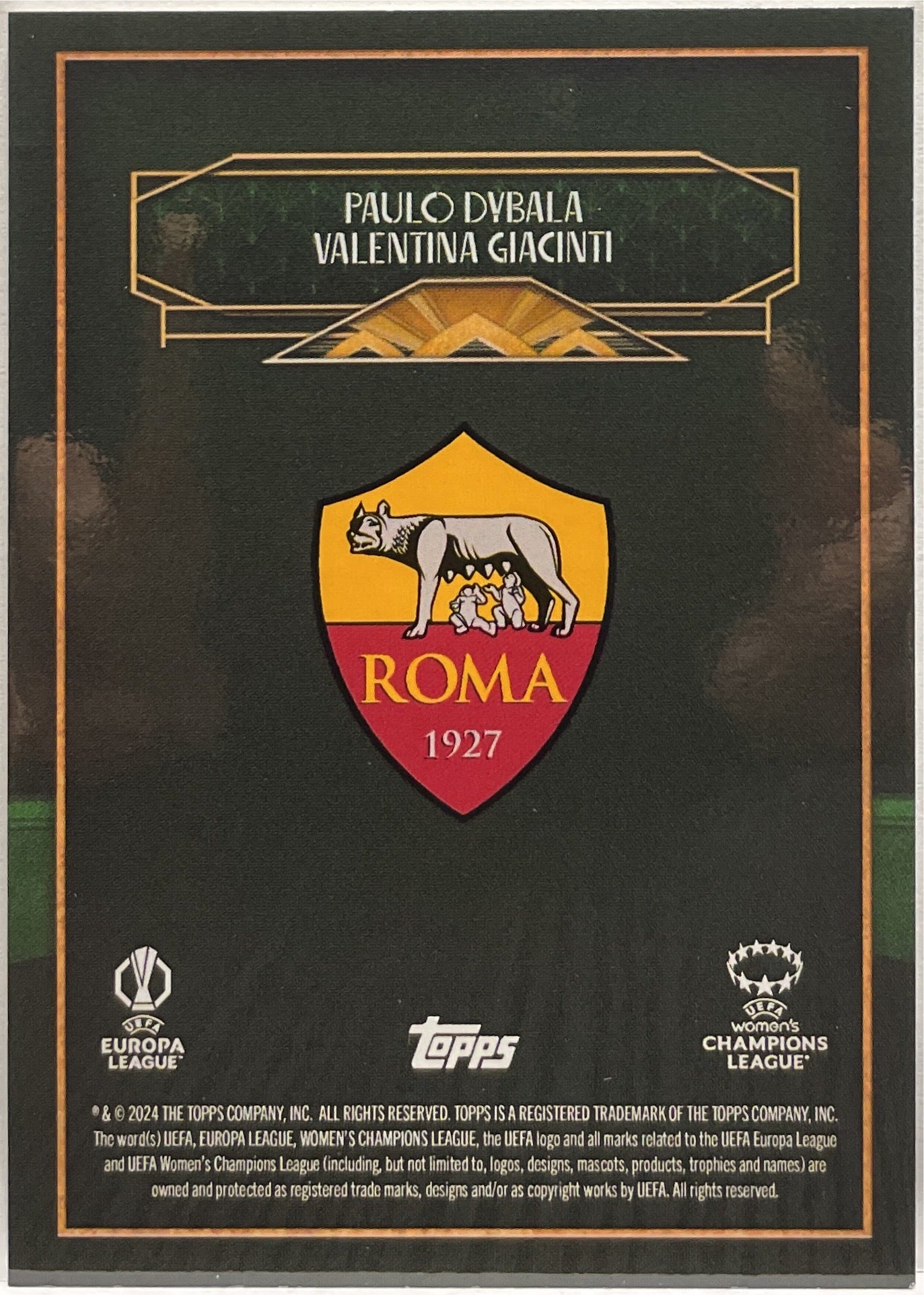 Paulo Dybala & Valentina Giacinti 13/99 One Club Green Topps Deco UCC 2024/25
