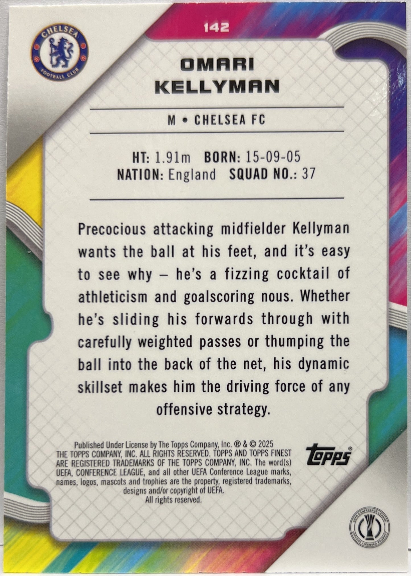 Omari Kellyman 20/99 Rookie Green Lava Topps Finest UCC 2024/25