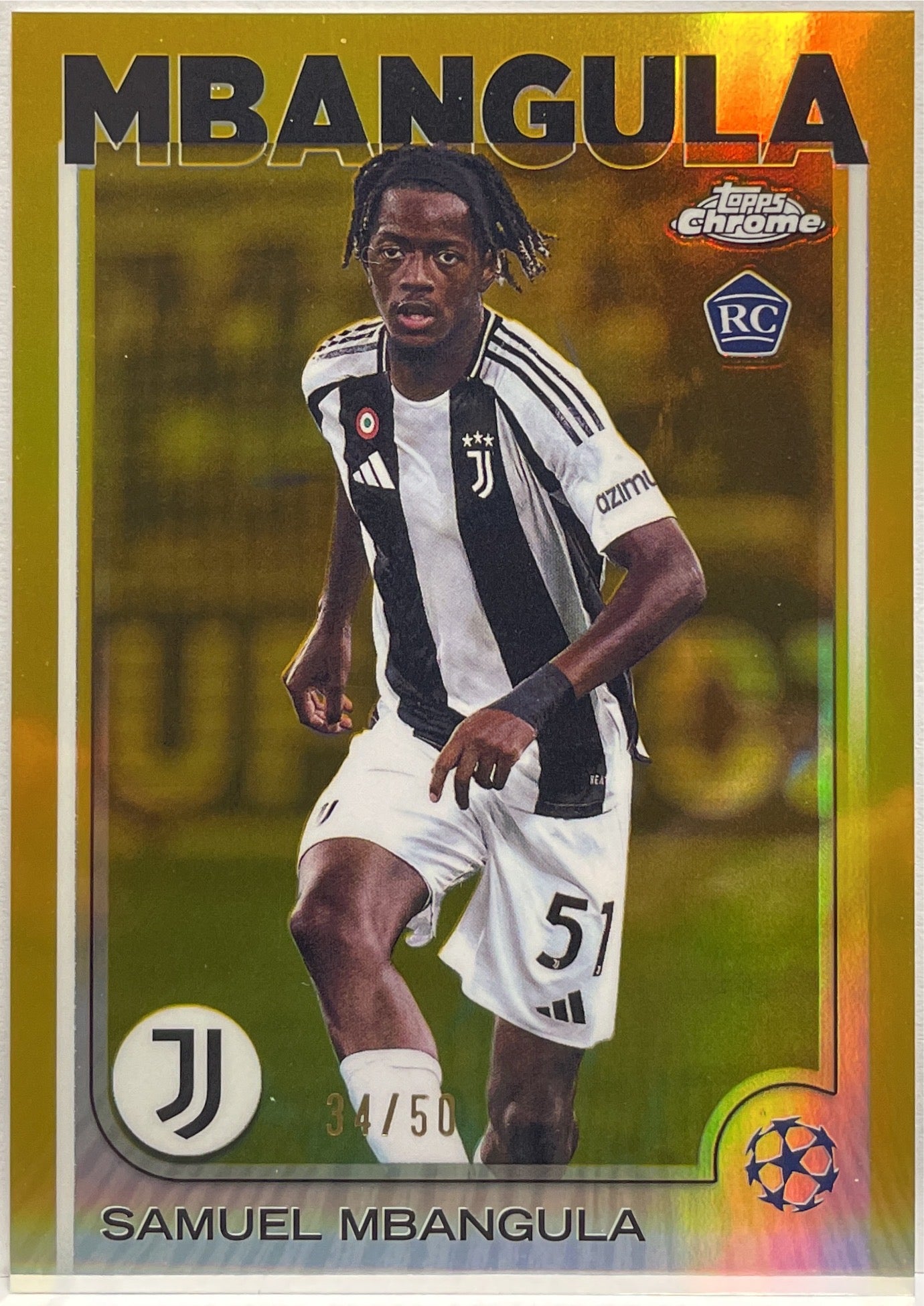 Samuel Mbangula 34/50 Rookie Gold Topps Chrome UCC 2024/25