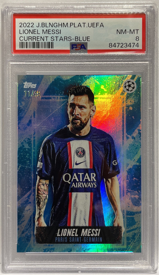 Lionel Messi 11/49 Current Stars Blue Topps Jude Bellingham Platinum Curated Set 2022 PSA 8