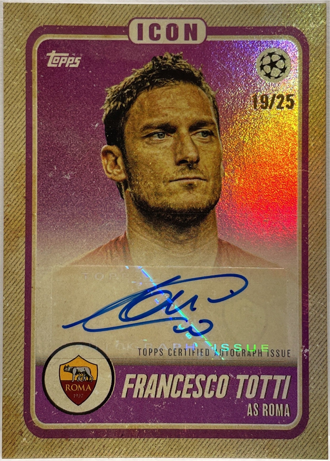 Francesco Totti 19/25 Autograph Icon Topps Jamal Musiala Platinum Curated Set 2023